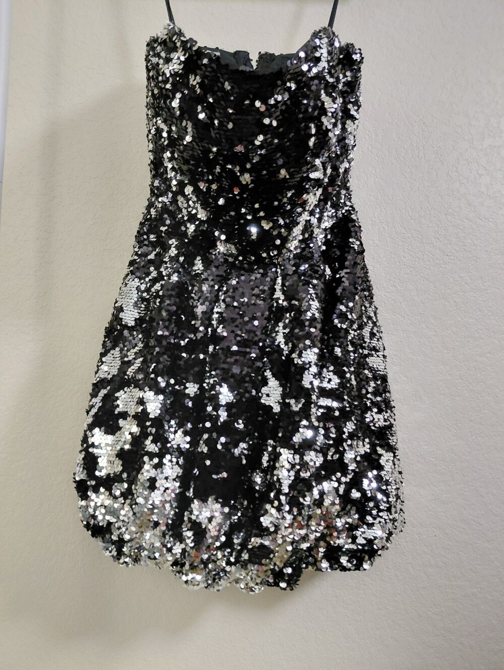 Mori Lee Madeline Gardner Dress Womens Black Sequin Strapless Mini Cocktail